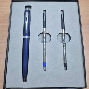 Sheaffer 100 Glossy Blue Lacquer CT Ballpoint Pen & Two Ballpoint Refill with Gift Box