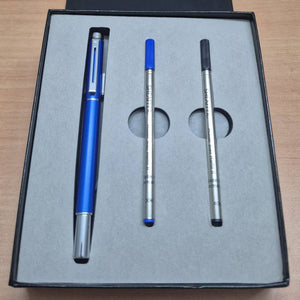 Sheaffer 200 Chrome Trim Rollerball Pen & Two Rollerball Refill with Gift Box - Metallic Blue