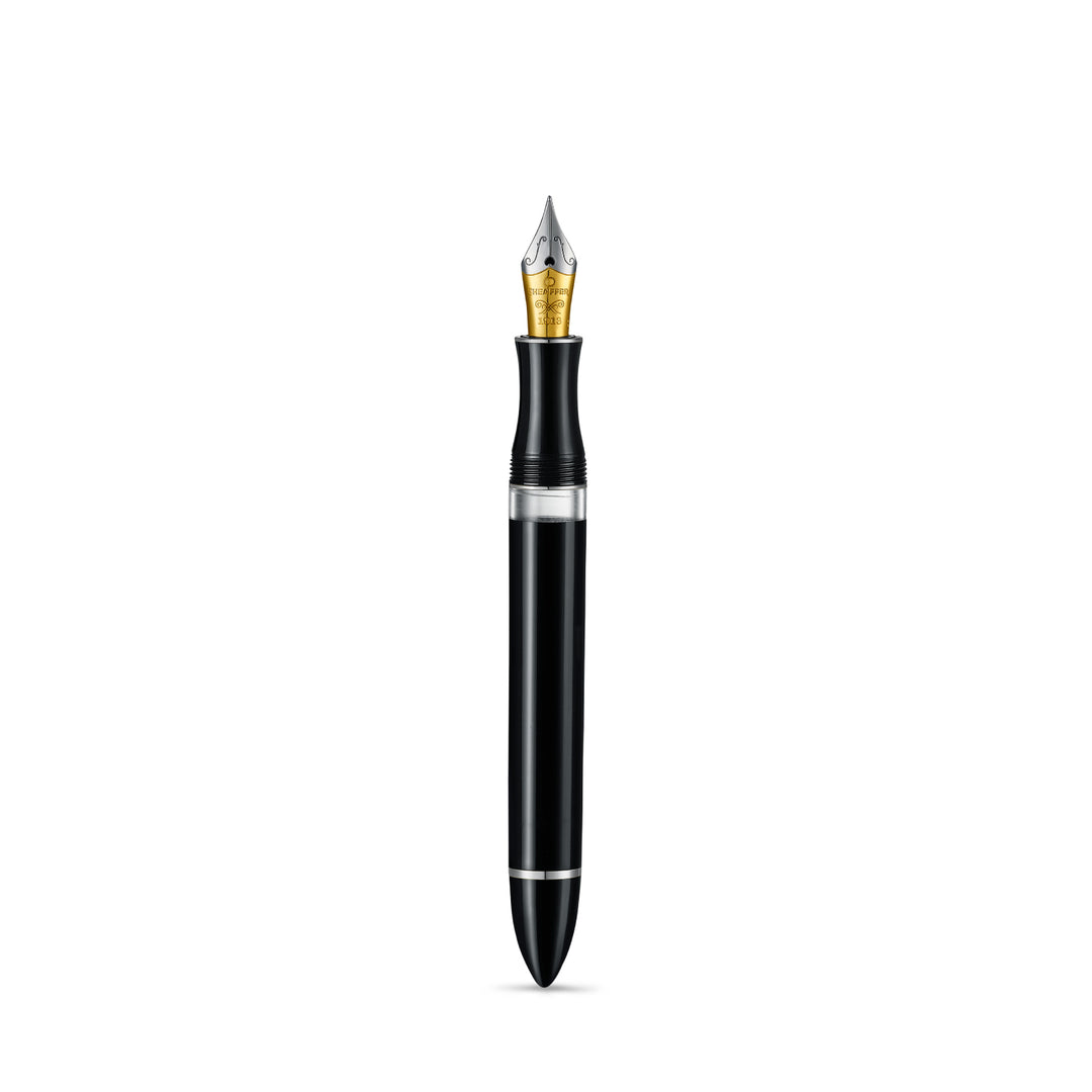 Sheaffer Balance III E892 fountain pen uncapped, showing the bi-colour nib and integrated ink window