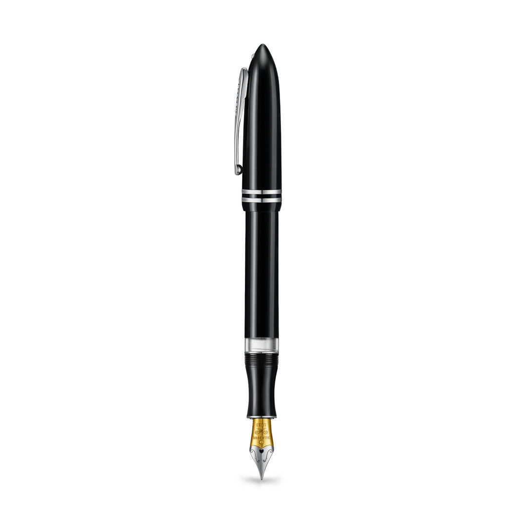 Sheaffer Balance III E892 fountain pen with cap posted, side view of the chrome clip