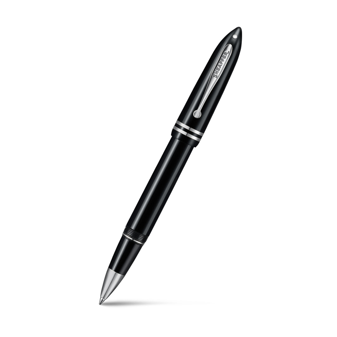Sheaffer Balance III E892 rollerball pen in glossy black with chrome trims, cap posted