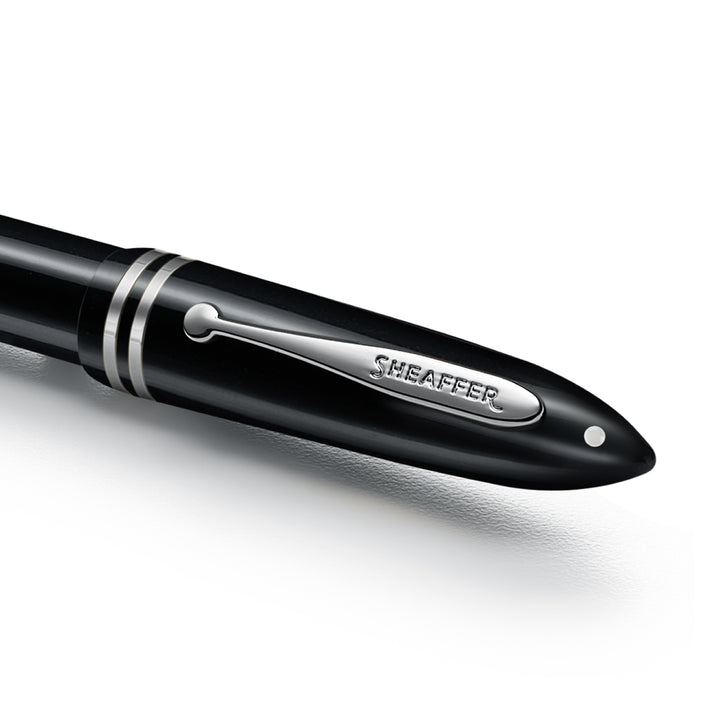 Close-up of the Sheaffer Balance III E892 rollerball pen clip engraved Sheaffer and the White Dot