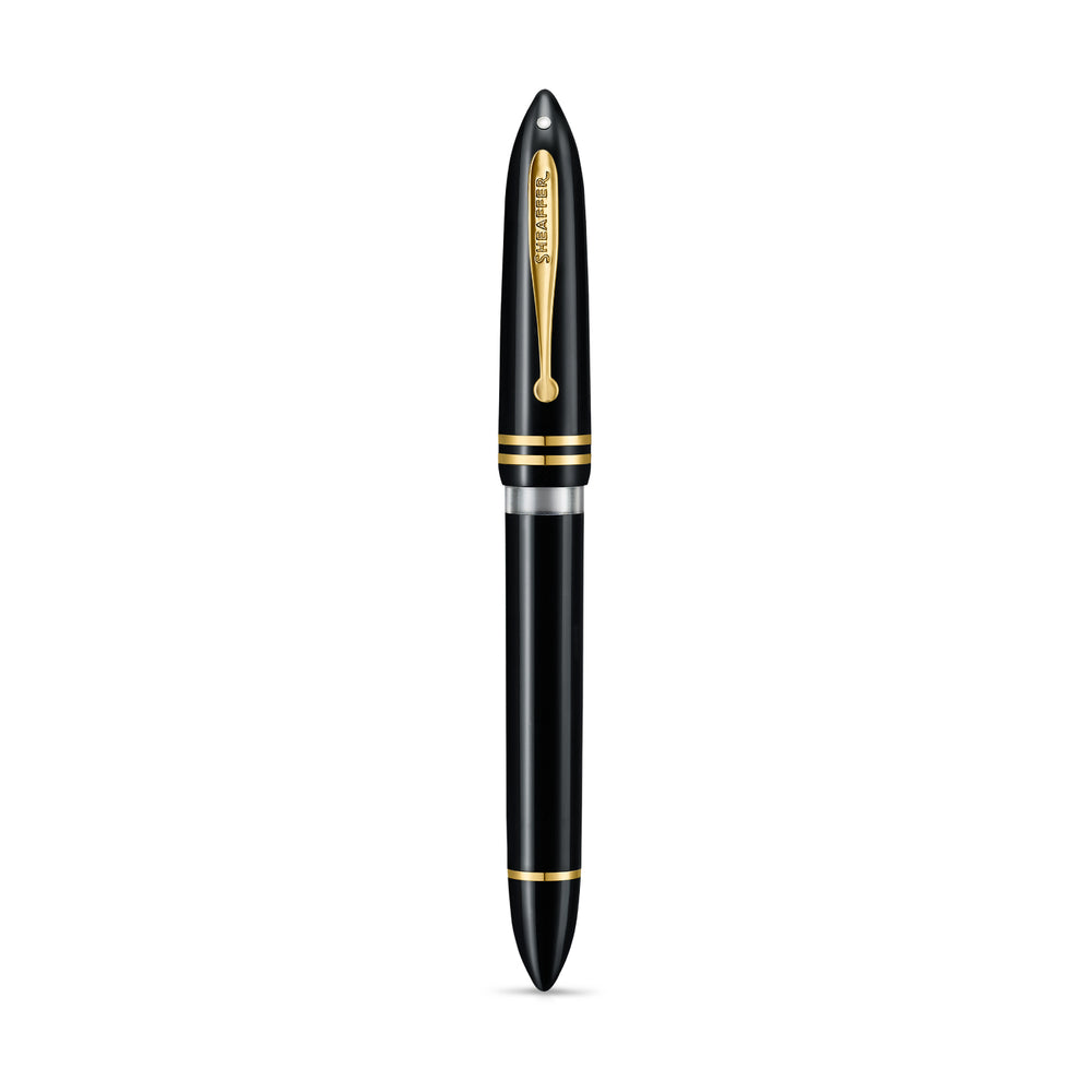 Sheaffer Balance III E893 fountain pen capped, front view with White Dot and gold cap bands