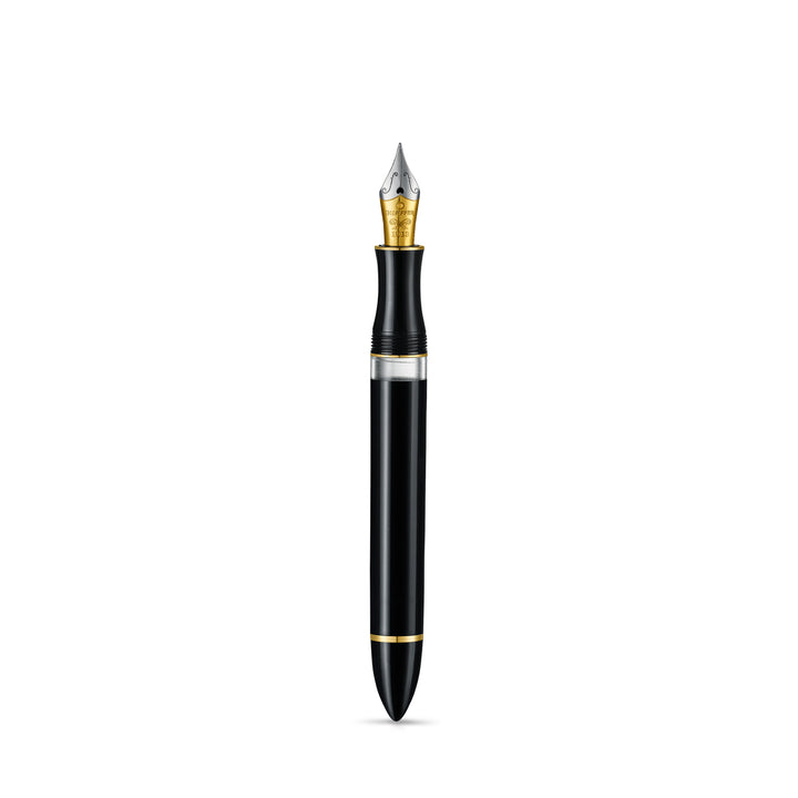 Sheaffer Balance III E893 fountain pen uncapped, showing the bi-colour nib and integrated ink window