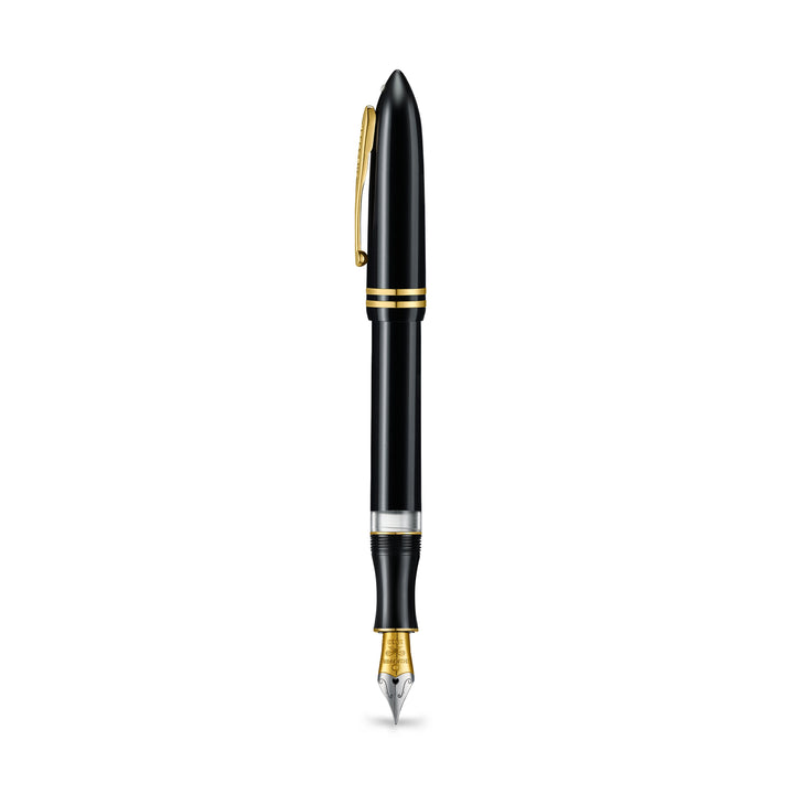 Sheaffer Balance III E893 fountain pen with cap posted, side view of the gold clip