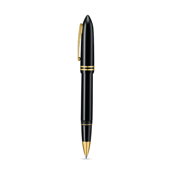Sheaffer Balance III E893 rollerball pen with cap posted, side view of the gold clip