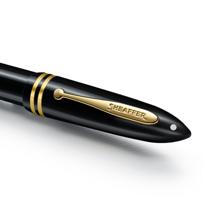 Close-up of the Sheaffer Balance III E893 rollerball pen clip engraved Sheaffer and the White Dot