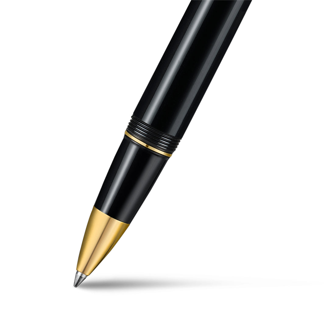 Close-up of the Sheaffer Balance III E893 rollerball pen gold-tone tip and gold ring