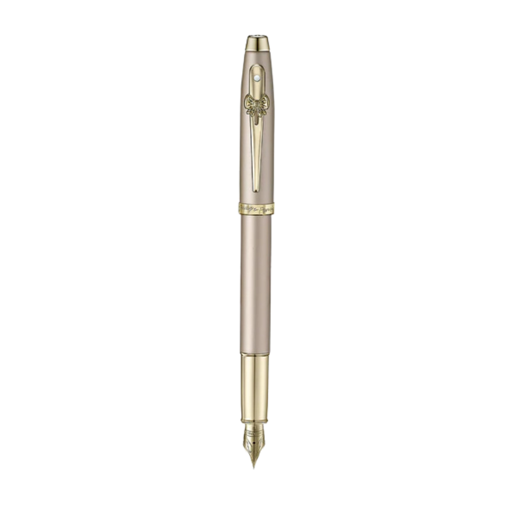 Sheaffer Emily in Paris 100 E9377 Champagne Gold Finish Body and Trims with Bow Emblem Fountain Pen - Fine — with packaging