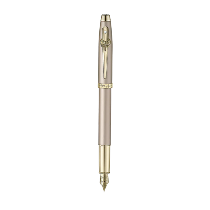 Sheaffer Emily in Paris 100 E9377 Champagne Gold Finish Body and Trims with Bow Emblem Fountain Pen - Fine — with packaging
