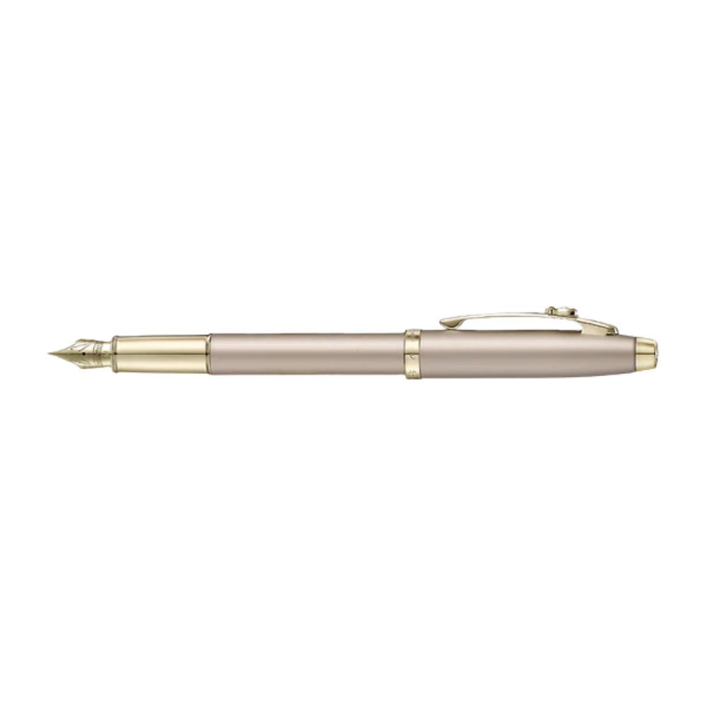 Sheaffer Emily in Paris 100 E9377 Champagne Gold Finish Body and Trims with Bow Emblem Fountain Pen - Medium — nib close-up