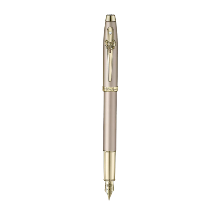 Sheaffer Emily in Paris 100 E9377 Champagne Gold Finish Body and Trims with Bow Emblem Fountain Pen - Medium — with packaging