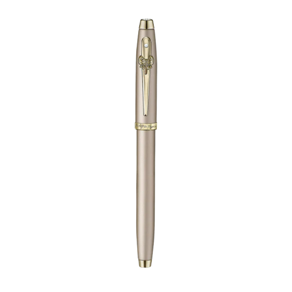 Sheaffer Emily in Paris 100 E9377 Champagne Gold Finish Body and Trims with Bow Emblem Fountain Pen - Medium — writing at …
