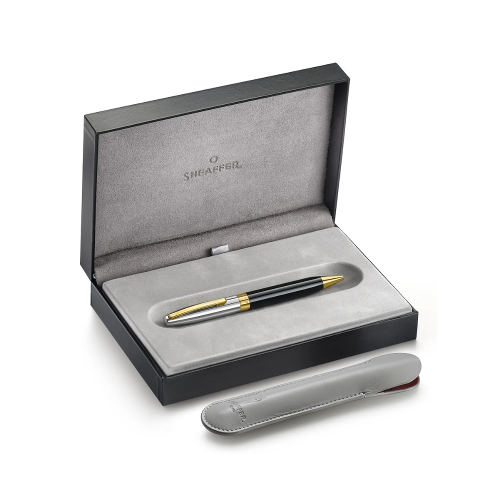 Sheaffer Legacy 9065 Bi-color Black Barrel and Chrome Cap Ballpoint Pen with 14K IP Gold-Plated Trims