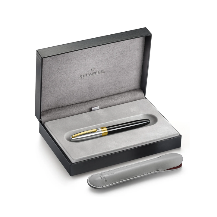 Sheaffer Legacy 9065 Bi-color Black Barrel and Chrome Cap Rollerball Pen with 14K IP Gold-Plated Trims