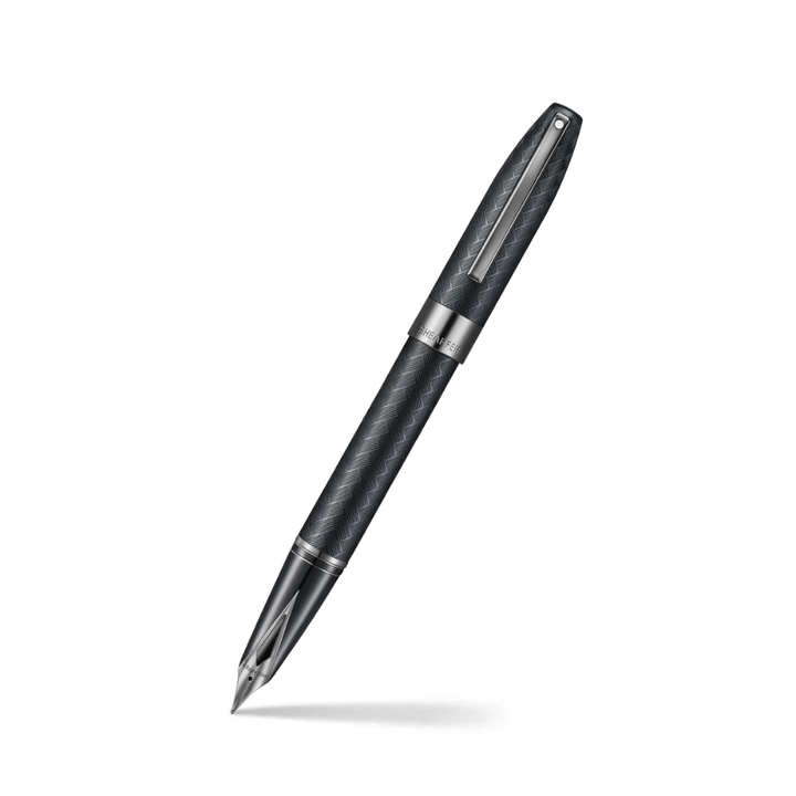 Sheaffer Legacy Chevron 9066 Matte Black Fountain Pen with PVD Gunmetal Nib and Trims
