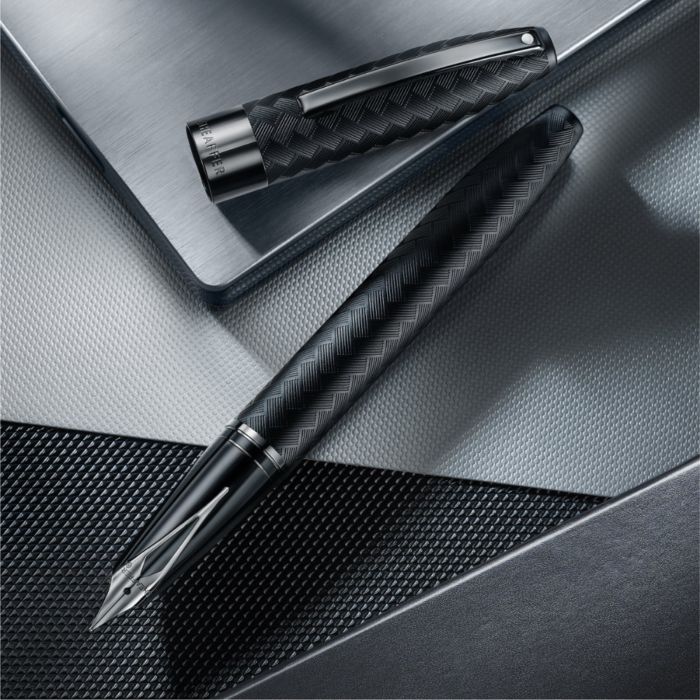 Sheaffer Legacy Chevron 9066 Matte Black Fountain Pen with PVD Gunmetal Nib and Trims