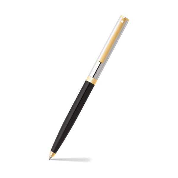 Load image into Gallery viewer, Sheaffer Sagaris Black Ballpoint Pen with Chrome Cap and Gold Tone Trim &amp; Two Ballpoint Refill with Gift Box

