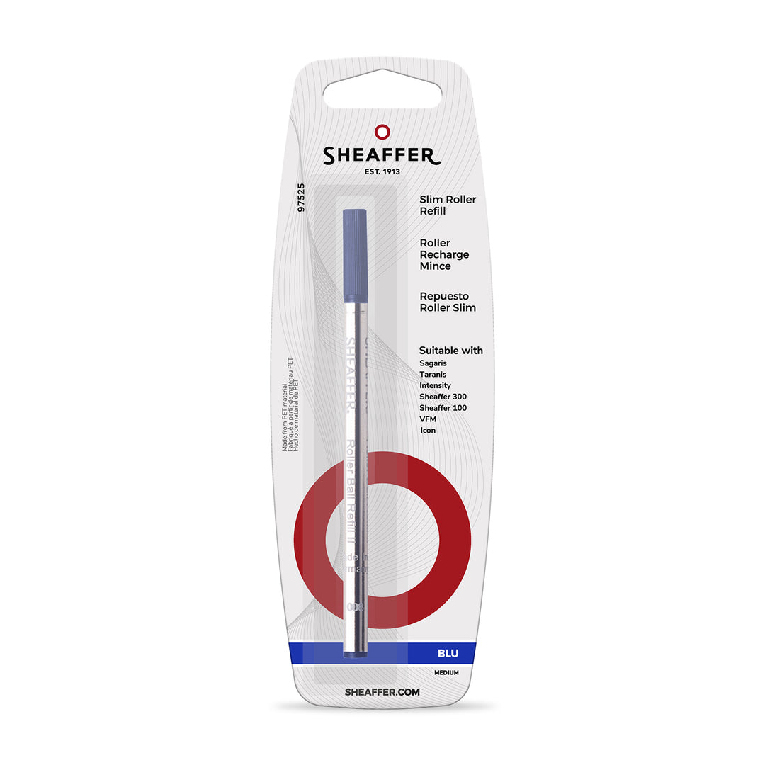 Sheaffer Slim Rollerball Pen Refill Blister Card in Blue Medium — Sheaffer rollerball pen — fluid gel ink writing instrument, at Cityluxe Singapore