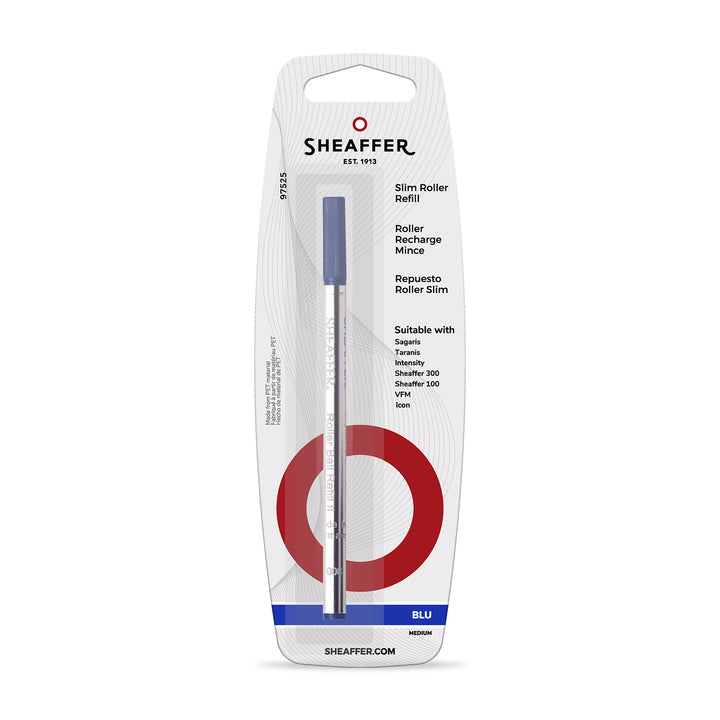 Sheaffer Slim Rollerball Pen Refill Blister Card in Blue Medium — Sheaffer rollerball pen — fluid gel ink writing instrument, at Cityluxe Singapore