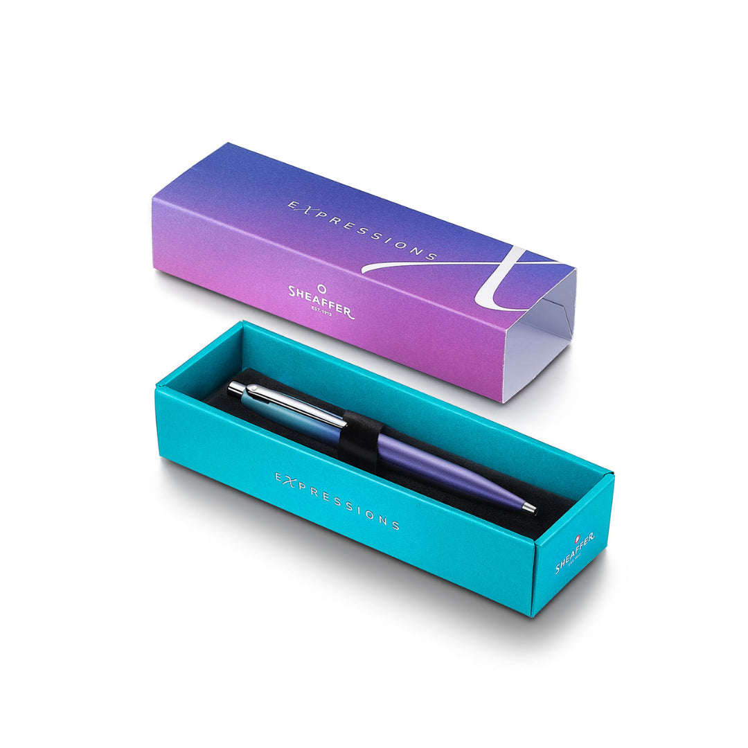 Sheaffer VFM 9430 Expressions Blue and Purple Pearlised Gradient Ballpoint Pen with Chrome-Plated Trims (WW31 Expressions)