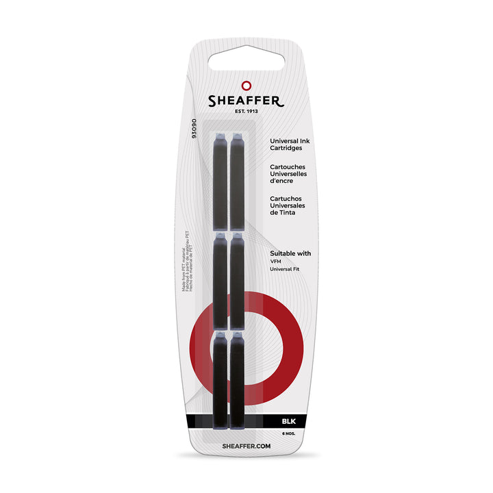 Sheaffer VFM Universal Ink Cartridges Blister Card - Black
