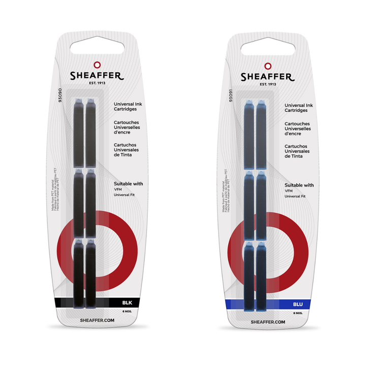 Sheaffer VFM Universal Ink Cartridges Blister Card - Black