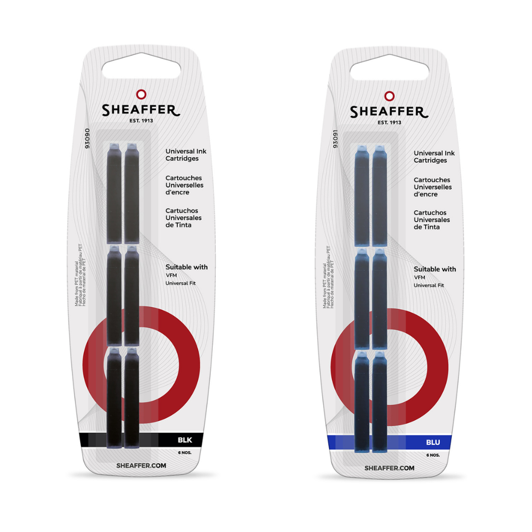 Sheaffer VFM Universal Ink Cartridges Blister Card - Blue