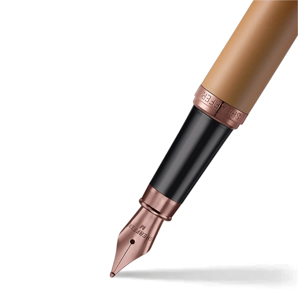 Sheaffer VFM G9428 Coffee Edition Matt Brown with PVD Trim Med Fountain Pen and 3 Ink Vials of 10 ml Gift Set