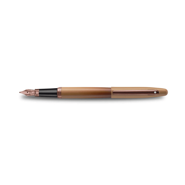 Sheaffer VFM G9428 Coffee Edition Matt Brown with PVD Trim Med Fountain Pen and 3 Ink Vials of 10 ml Gift Set