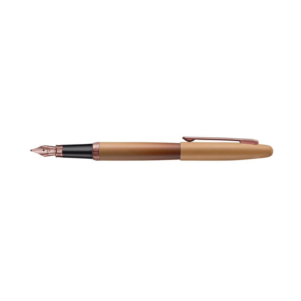 Sheaffer VFM G9428 Coffee Edition Matt Brown with PVD Trim Med Fountain Pen and 3 Ink Vials of 10 ml Gift Set