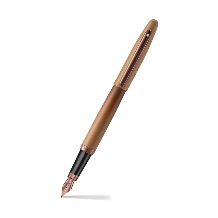 Sheaffer VFM G9428 Coffee Edition Matt Brown with PVD Trim Med Fountain Pen and 3 Ink Vials of 10 ml Gift Set