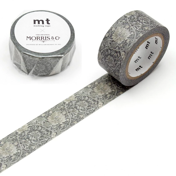 将图片加载到图库查看器，MT x William Morris Washi Tape - Pure Honeysuckle &amp; Tullip Black ink
