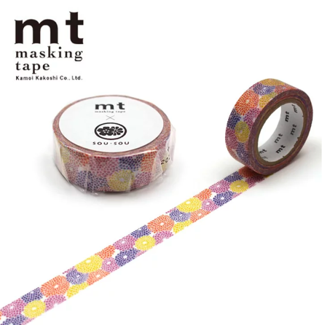 MT x SOU・SOU Washi Tape Kiku Zukushi — MT Tape washi tape — decorative Japanese paper tape for journaling and craft, at Cityluxe Singapore