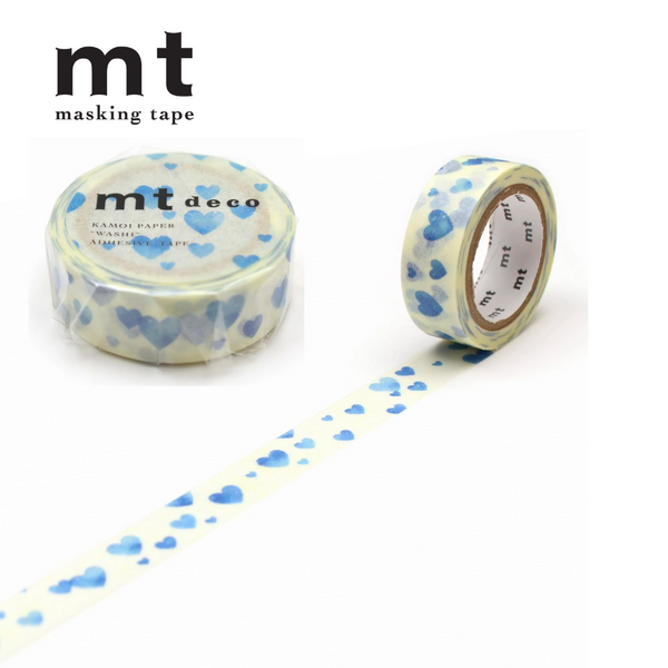 Load image into Gallery viewer, MT Deco Washi Tape Heart Stamp Blue
