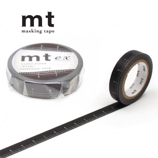 MT Masking Tape EX Washi Tape in Black Ruler — MT Tape washi tape — decorative Japanese paper tape for journaling and craft, at Cityluxe Singapore
