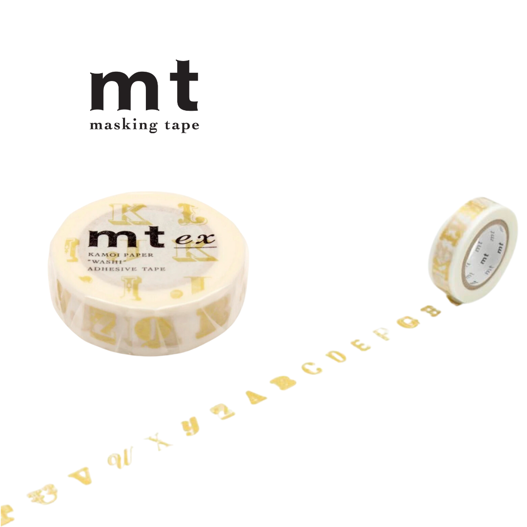 MT EX Washi Tape in Alphabet Gold R — MT Tape washi tape — decorative Japanese paper tape for journaling and craft, at Cityluxe Singapore