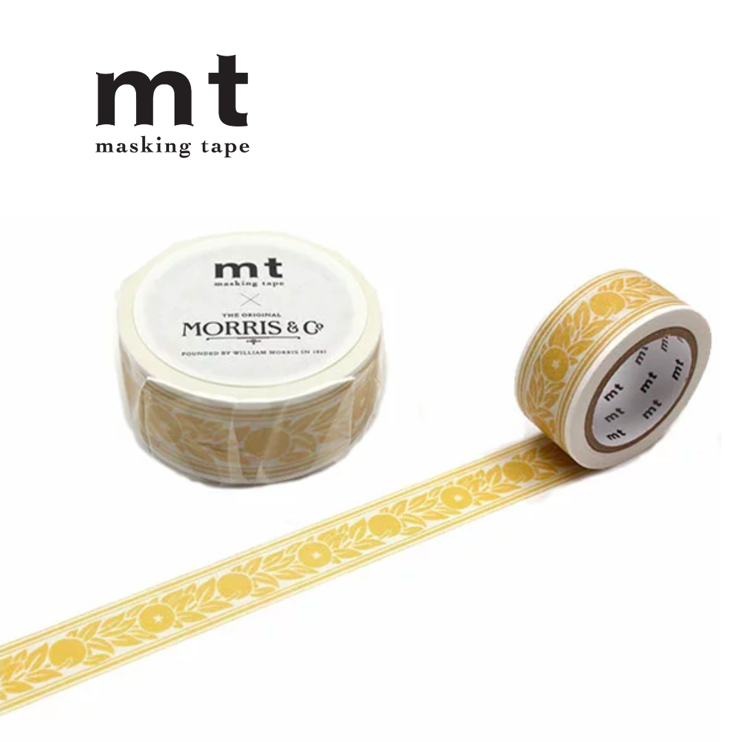 MT x William Morris Washi Tape in Orange Border — MT Tape washi tape — decorative Japanese paper tape for journaling and craft, at Cityluxe Singapore