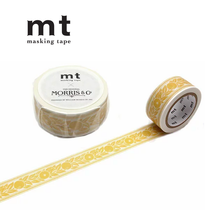 MT x William Morris Washi Tape in Orange Border — MT Tape washi tape — decorative Japanese paper tape for journaling and craft, at Cityluxe Singapore