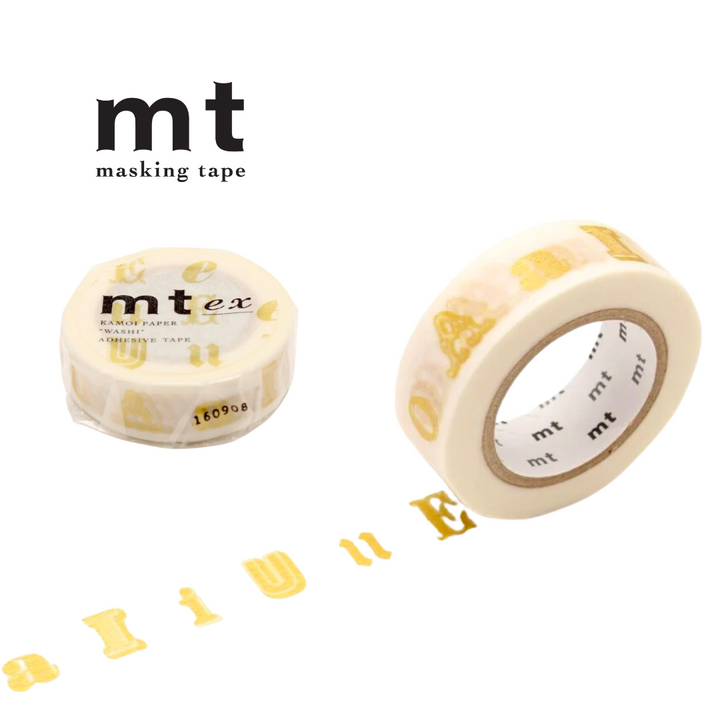 MT EX Washi Tape - Vowel Gold