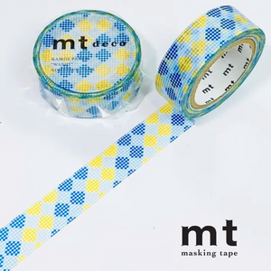 MT Deco Washi Tape - Checkers Stripe Blue