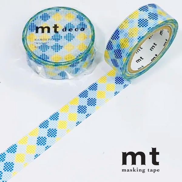 Load image into Gallery viewer, MT Deco Washi Tape - Checkers Stripe Blue
