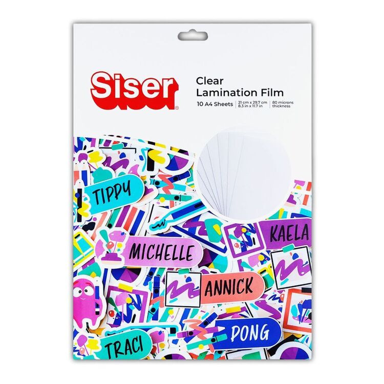 Siser Glossy Clear Laminate Sheet Pack (10 Sheets) – Clear A4 protective film with glossy finish for stickers, crafts, and printed projects.