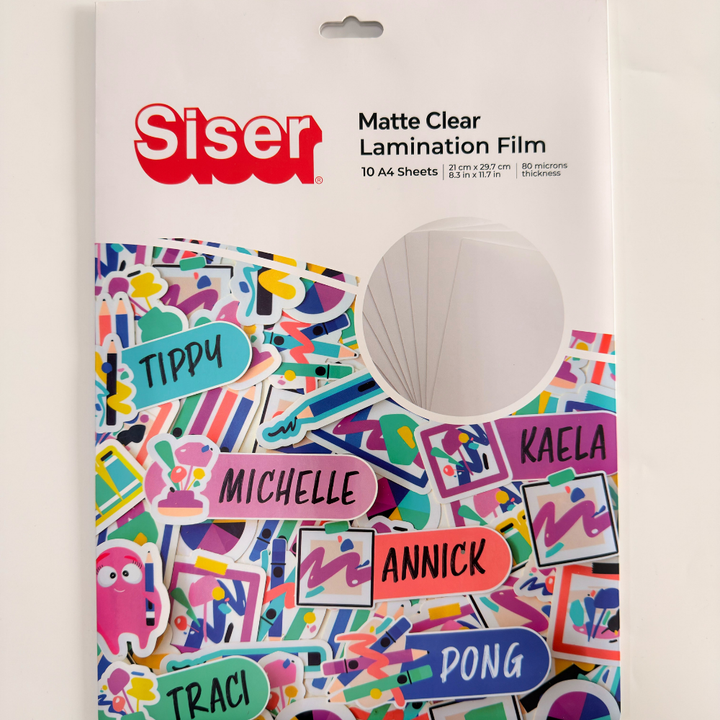 Siser Matte Clear Laminate Sheet Pack (10 Sheets) — with packaging