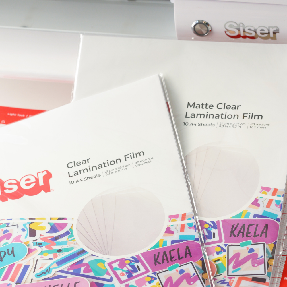 Siser Matte Clear Laminate Sheet Pack (10 Sheets) — in use