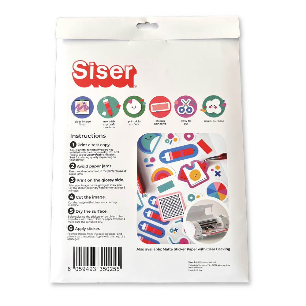 Siser Glossy Printable Vinyl Sticker Paper Clear Liner