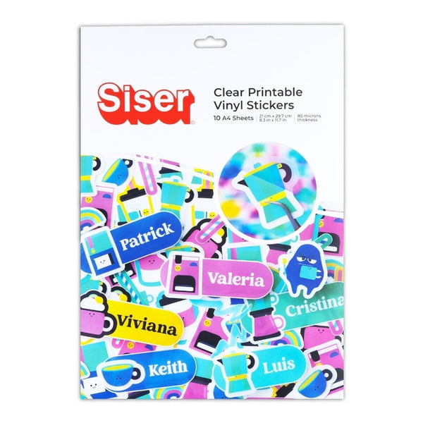 Siser Printable Vinyl Sticker Sheets Pack (10 Sheets) - Clear — front view