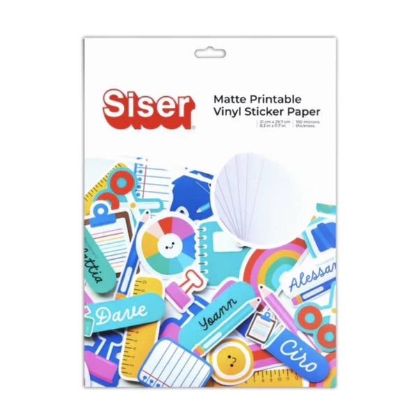 Siser Printable Vinyl Sticker Sheets Pack Matte – waterproof printable matte sticker paper for crafts and labels.