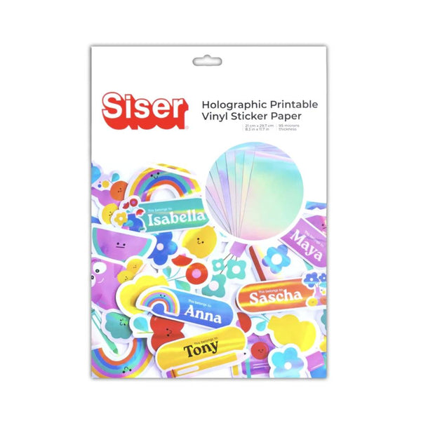 Siser Printable Vinyl Sticker Sheets Pack Rainbow – holographic waterproof printable sticker paper.