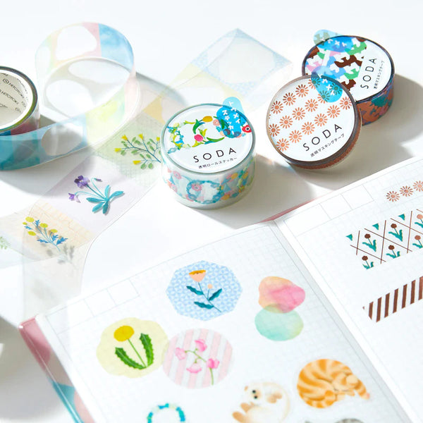 Load image into Gallery viewer, KITTA Soda Transparent Masking Tape (Sticker Type) - Rolling Cat
